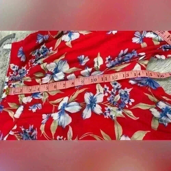 5 for $25| Fashion Nova red large print floral palazzo flowy wide leg pants XS - Picture 6 of 8